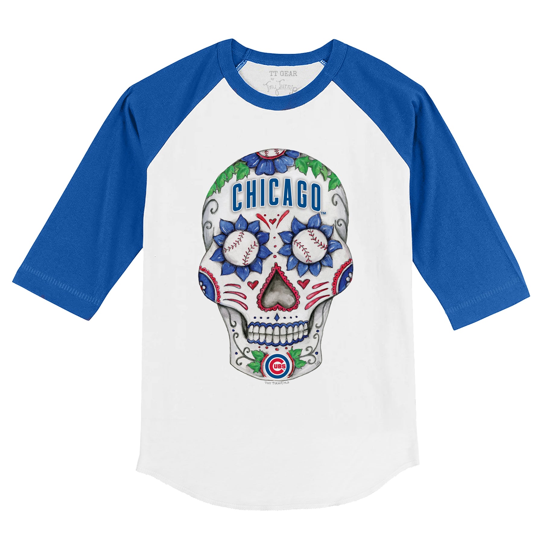 Chicago Cubs Sugar Skull 3/4 Royal Blue Sleeve Raglan 3T