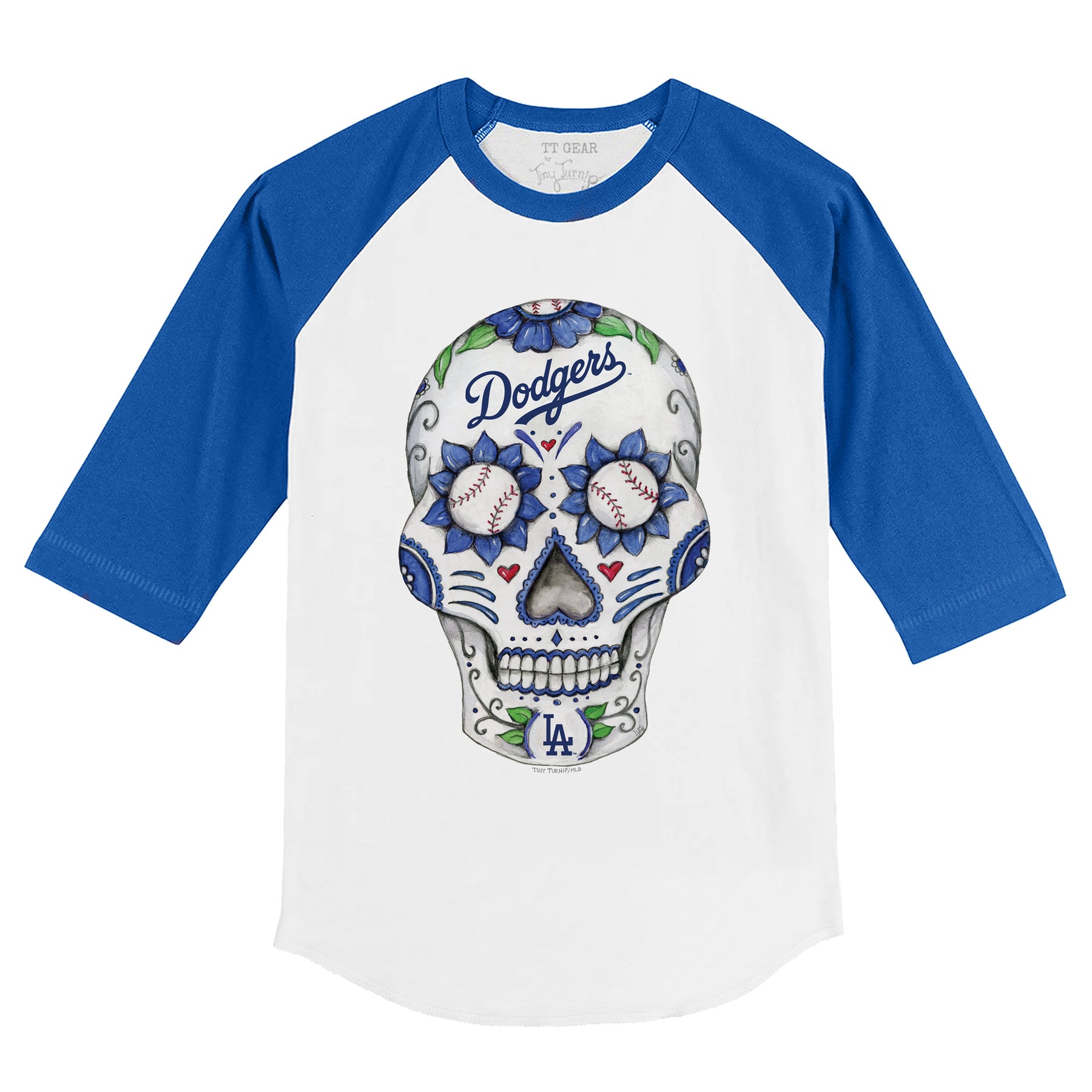 Lids Texas Rangers Tiny Turnip Youth Sugar Skull Raglan 3/4 Sleeve T-Shirt  - White/Black