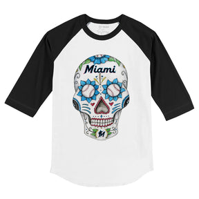Miami Marlins Sugar Skull 3/4 Black Sleeve Raglan