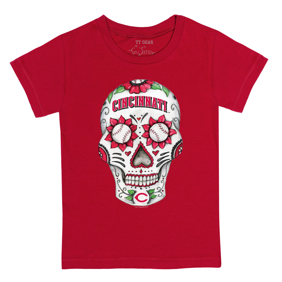 Cincinnati Reds Sugar Skull Tee Shirt