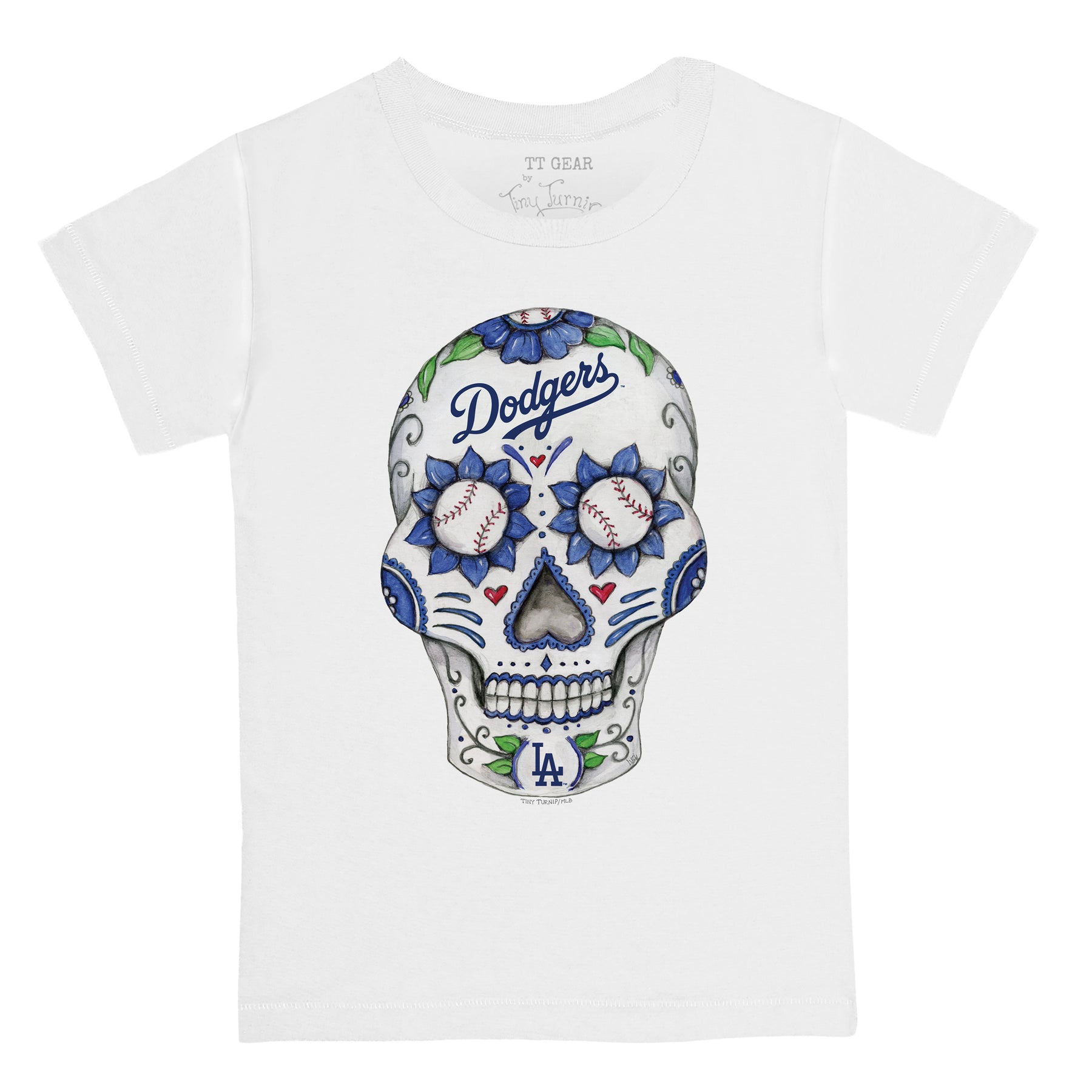 Girls Youth Tiny Turnip White Los Angeles Dodgers Baseball Pow Fringe T-Shirt Size: Medium