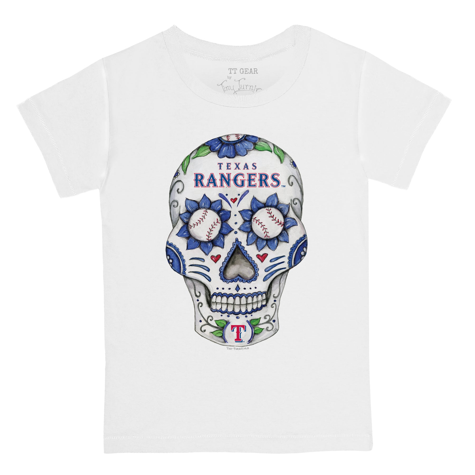 Toddler Tiny Turnip White/Royal Chicago Cubs Sugar Skull 3/4-Sleeve Raglan T-Shirt Size:3T