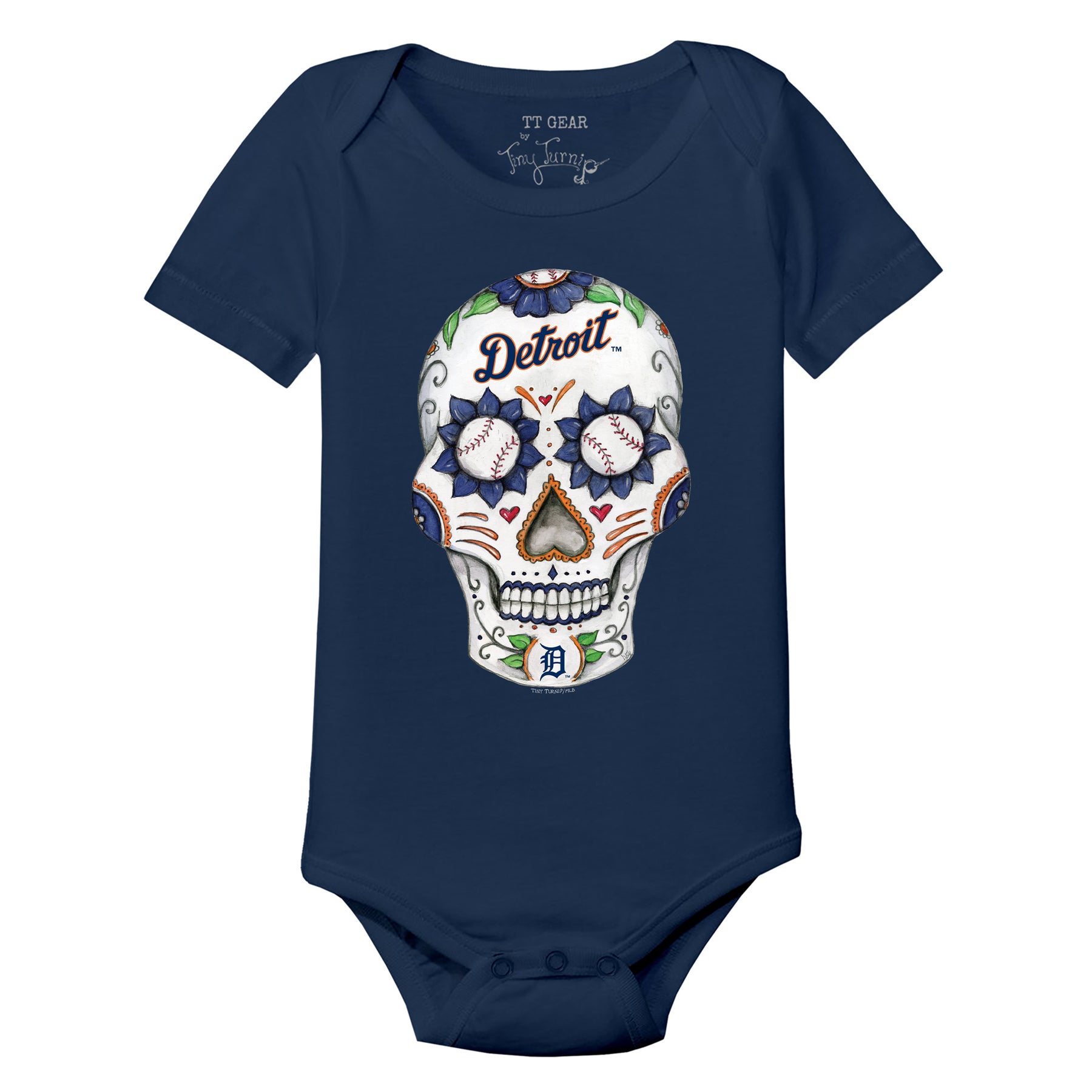 Detroit Tigers Sugar Skull Short Sleeve Snapper