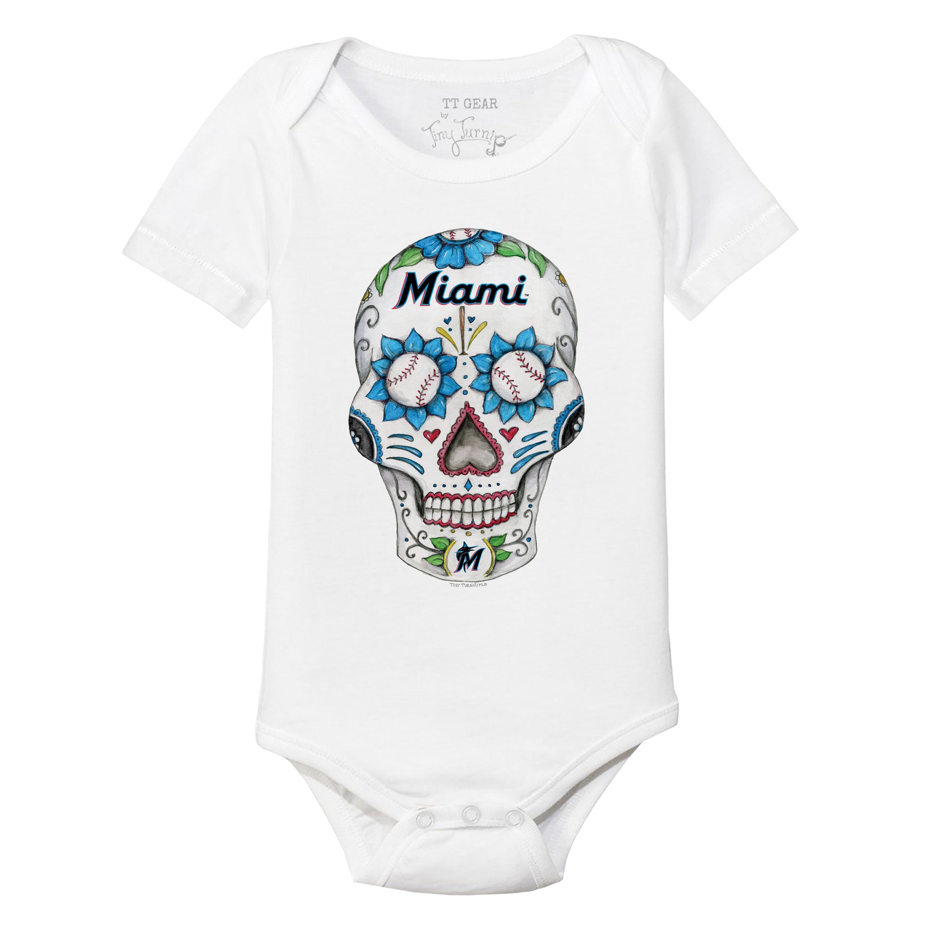 Miami Marlins Sugar Skull Short Sleeve Snapper