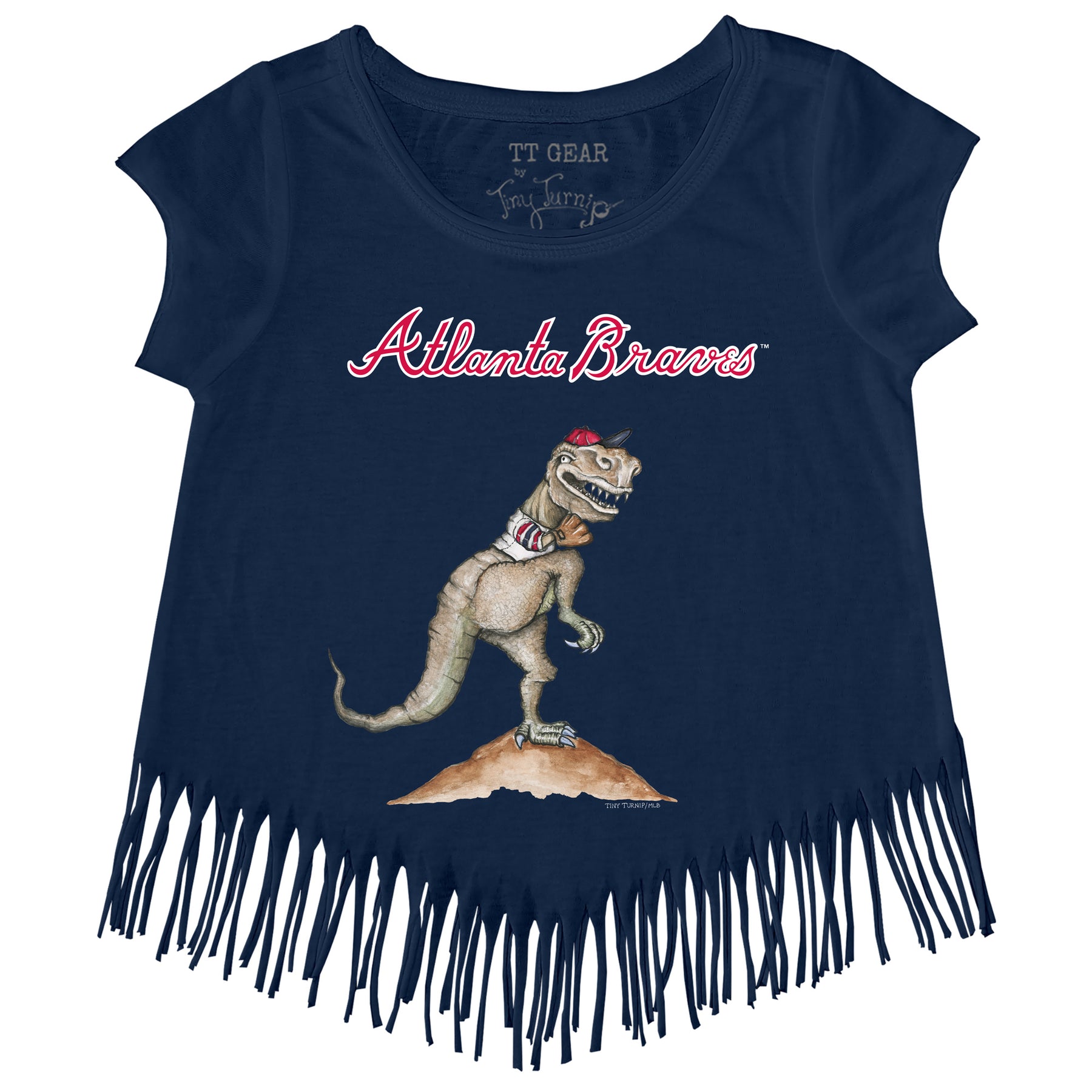 Girls Youth Atlanta Braves Tiny Turnip White Triple Scoop Fringe T-Shirt