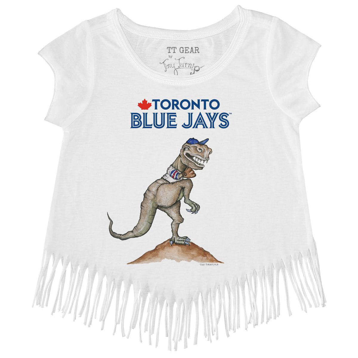 Girls Youth Tiny Turnip White Toronto Blue Jays Sundae Helmet Fringe T-Shirt Size: Extra Large