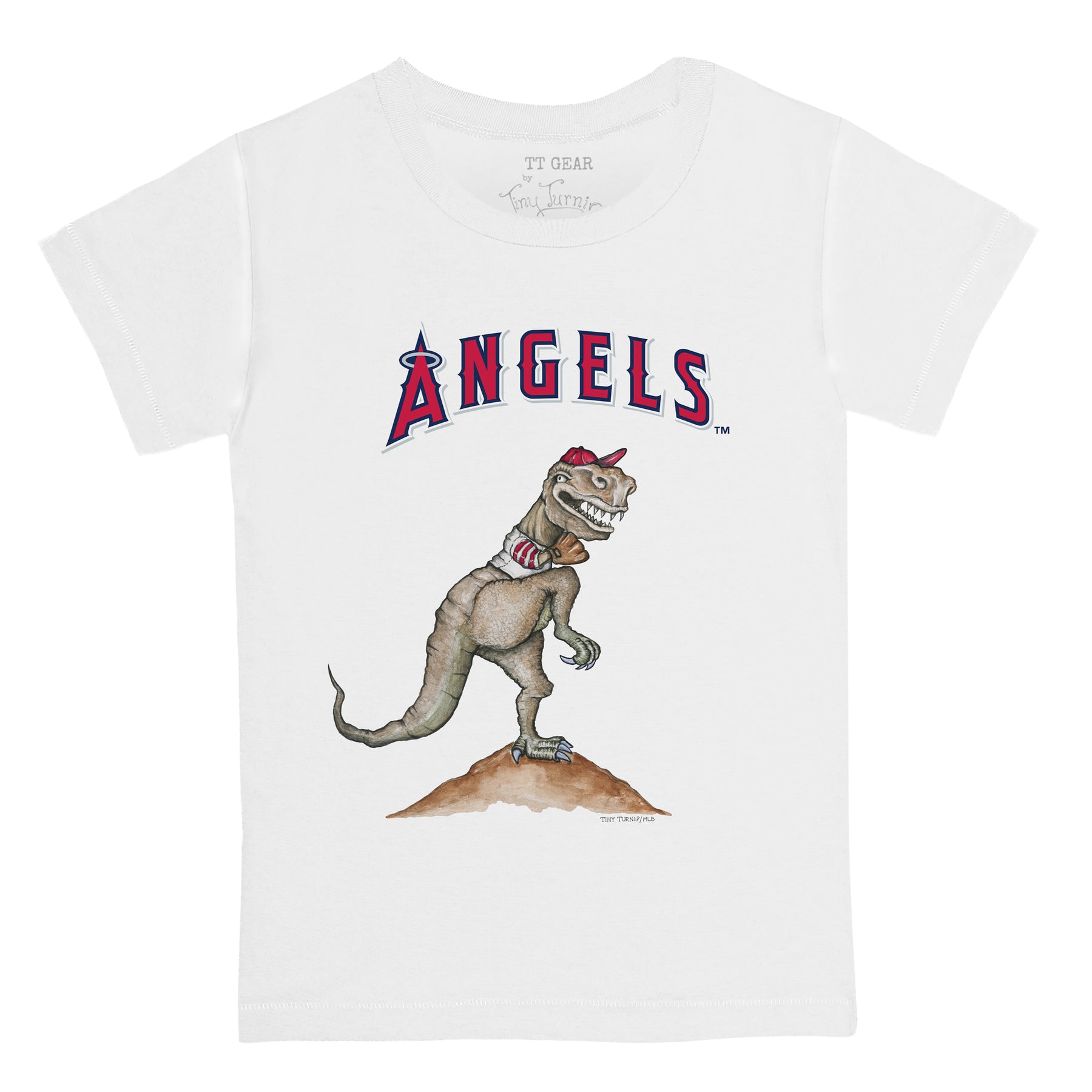 Youth Tiny Turnip White Los Angeles Angels Baseball Bow T-Shirt Size: Large