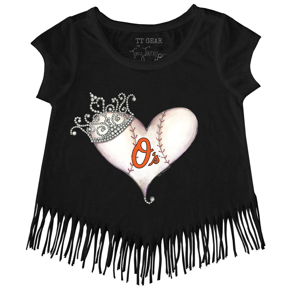 Girls Youth Tiny Turnip White Colorado Rockies Baseball Tiara Heart Fringe T-Shirt Size: Extra Large