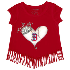 Boston Red Sox Tiara Heart Fringe Tee