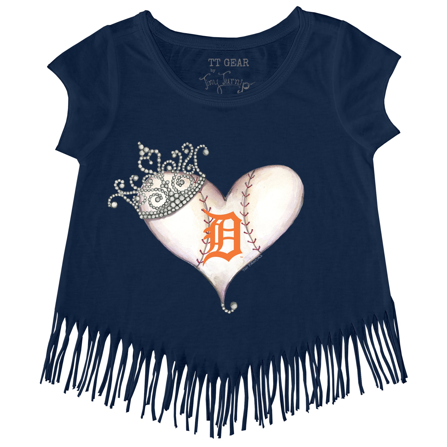 Detroit Tigers Tiara Heart Fringe Tee