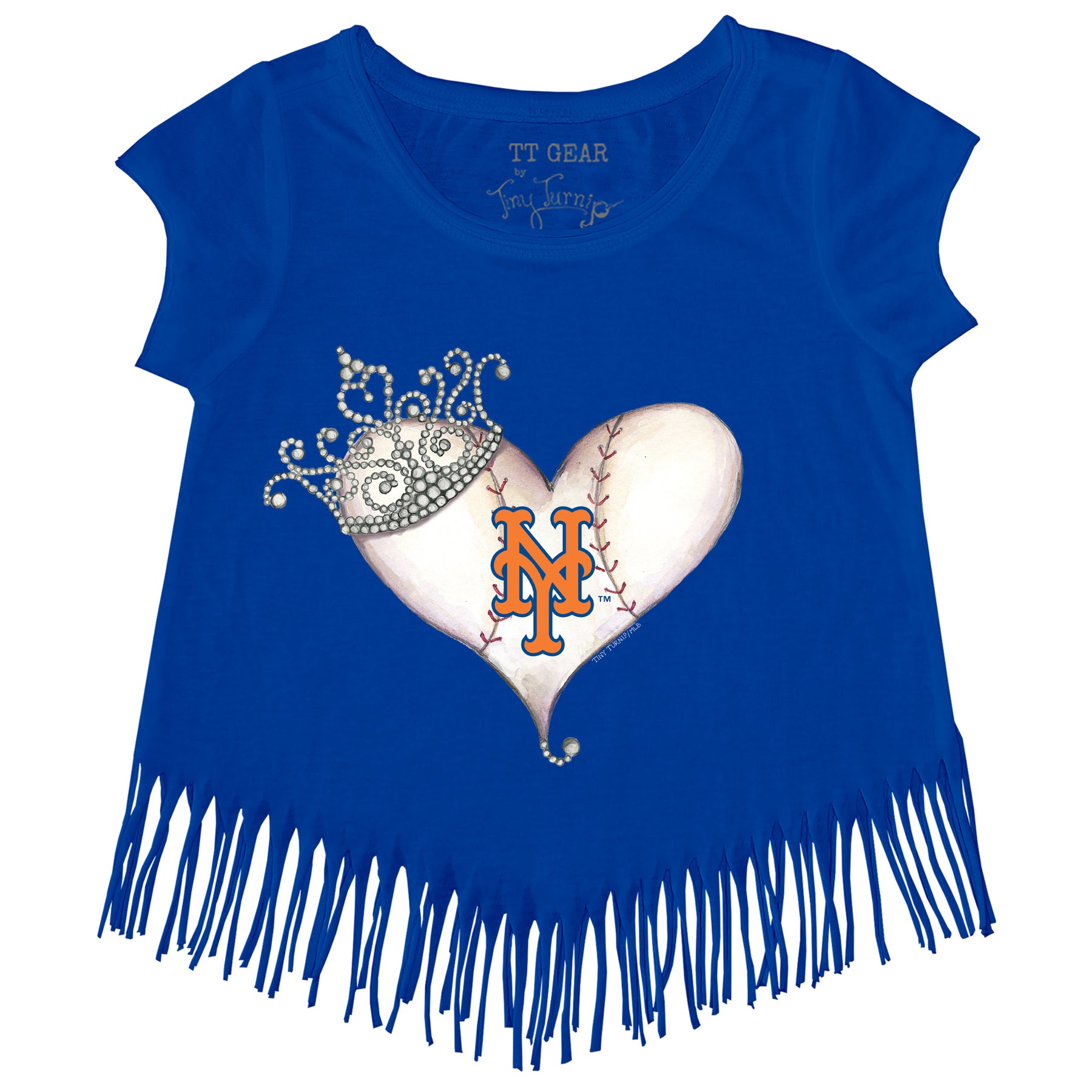 New York Mets Tiara Heart Fringe Tee