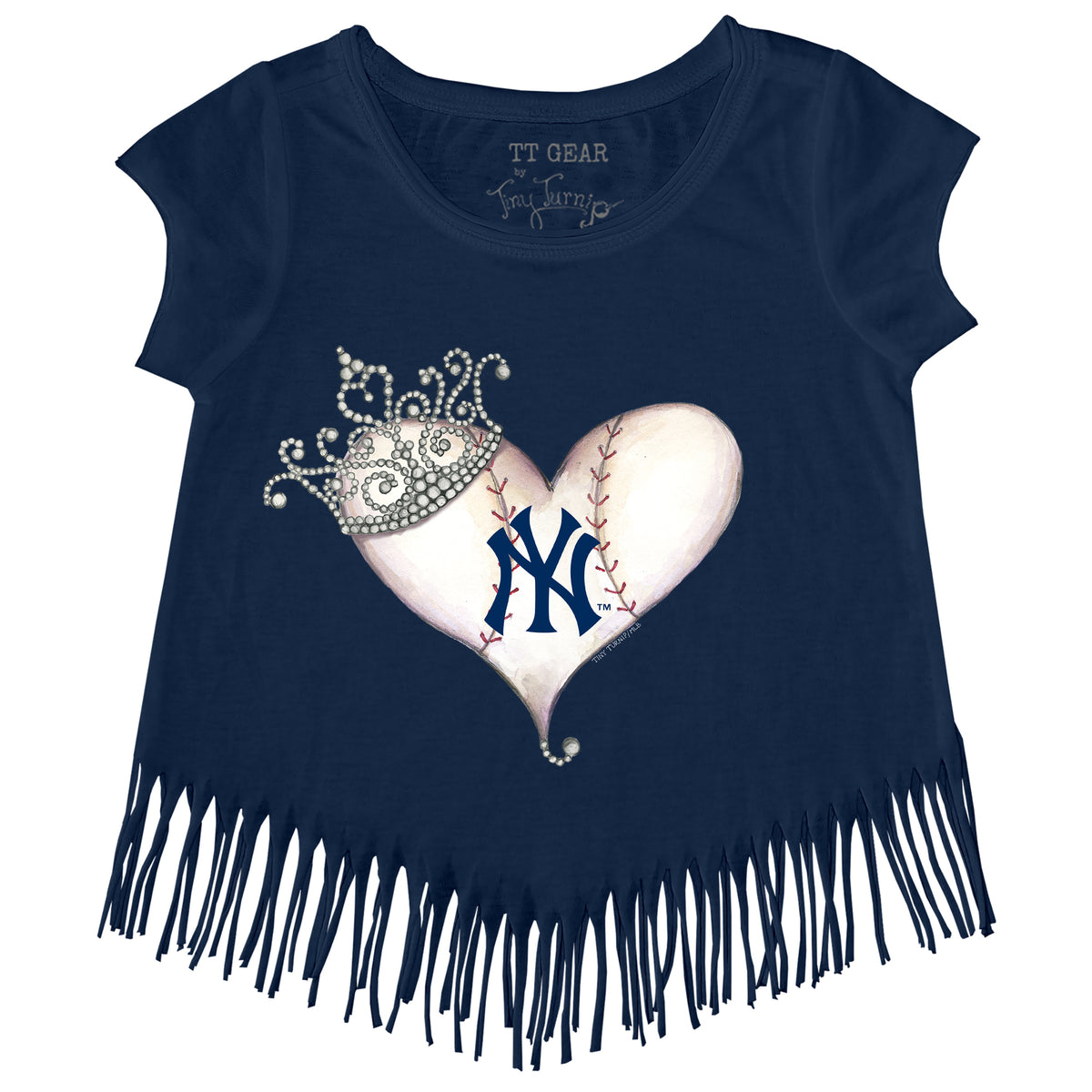 New York Yankees Tiara Heart Fringe Tee