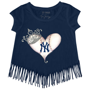 New York Yankees Tiara Heart Fringe Tee