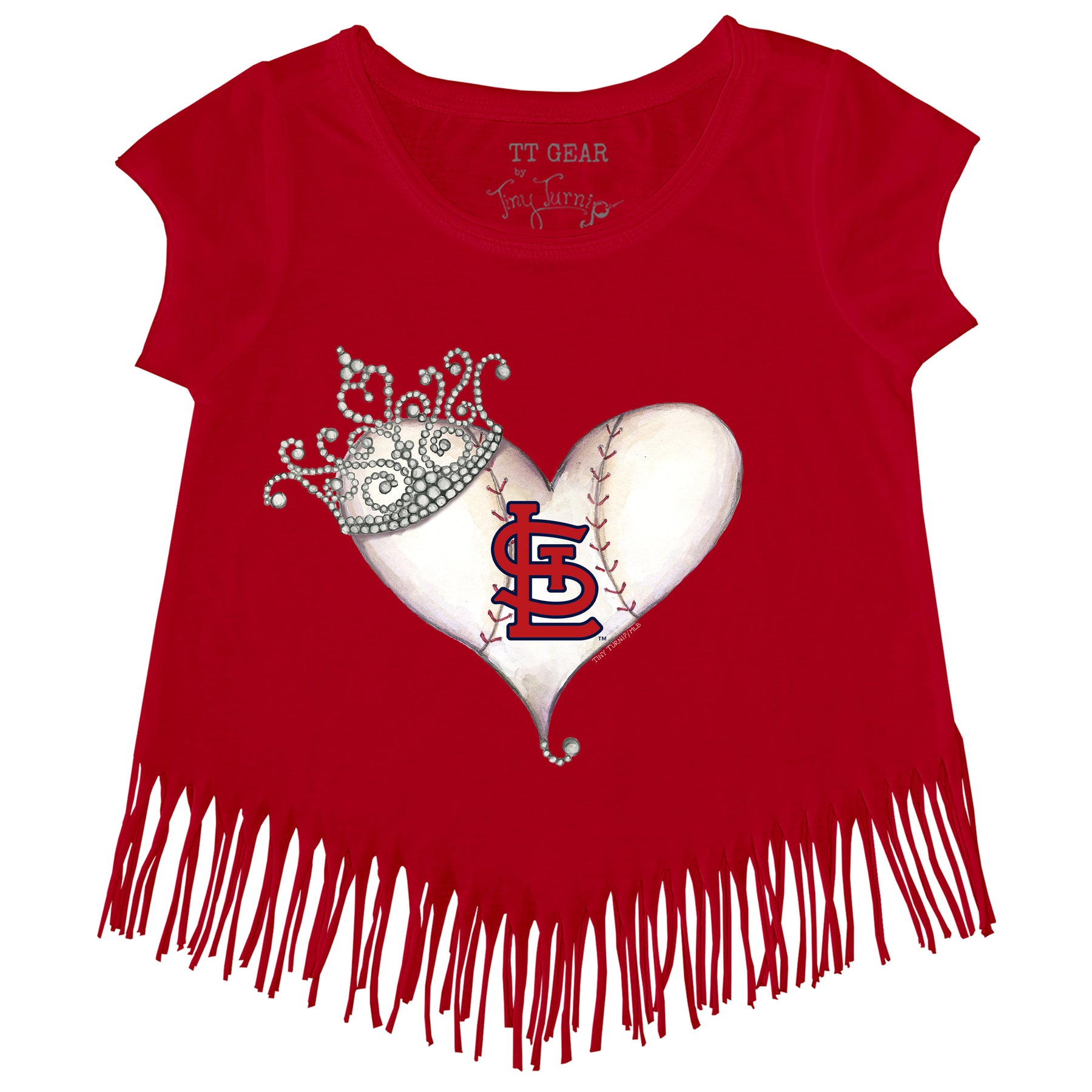 St. Louis Cardinals Tiara Heart Fringe Tee
