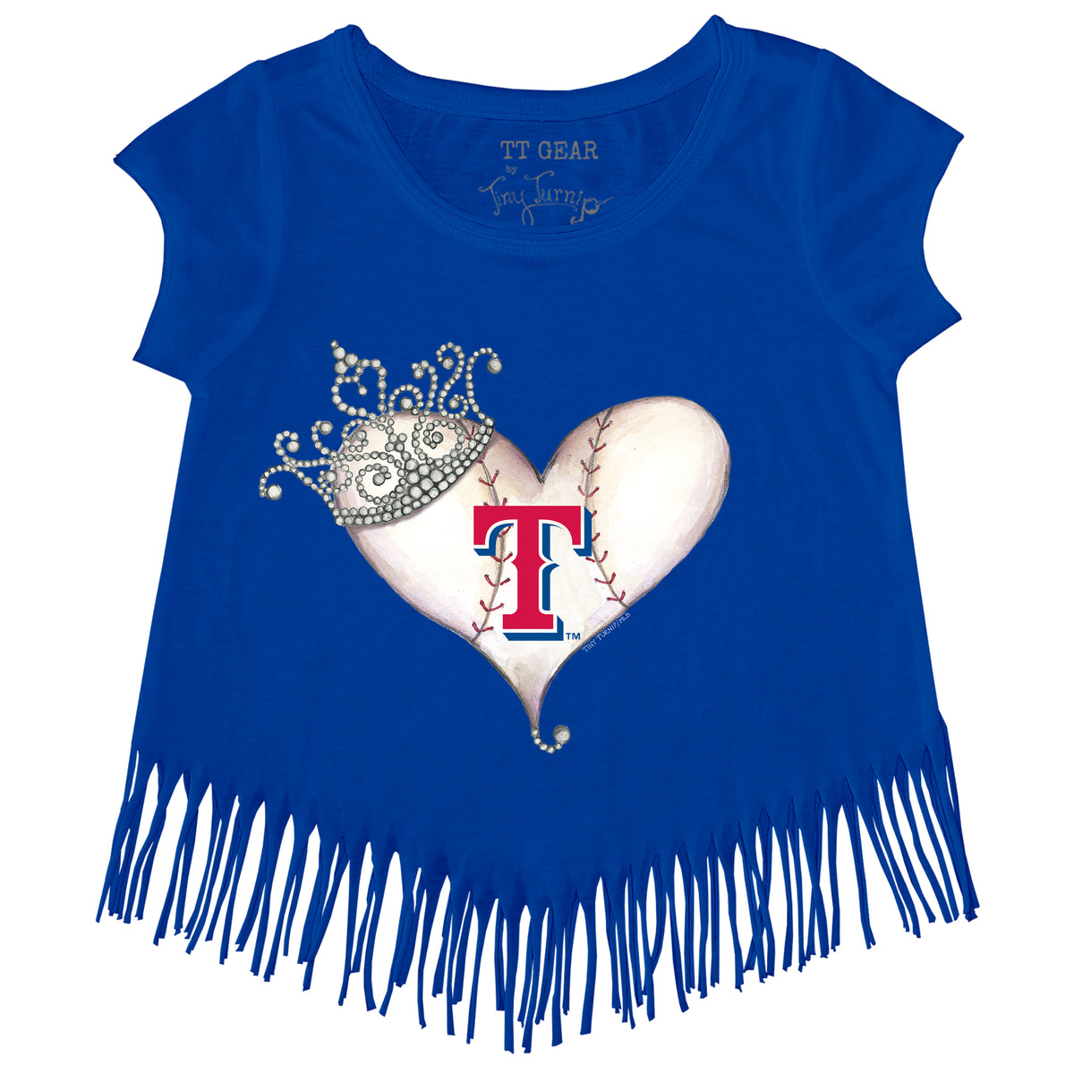 Texas Rangers Tiara Heart Fringe Tee
