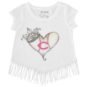 Cincinnati Reds Tiara Heart Fringe Tee