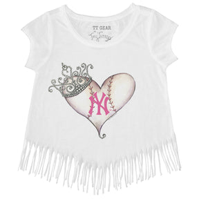 New York Yankees Tiara Heart Fringe Tee