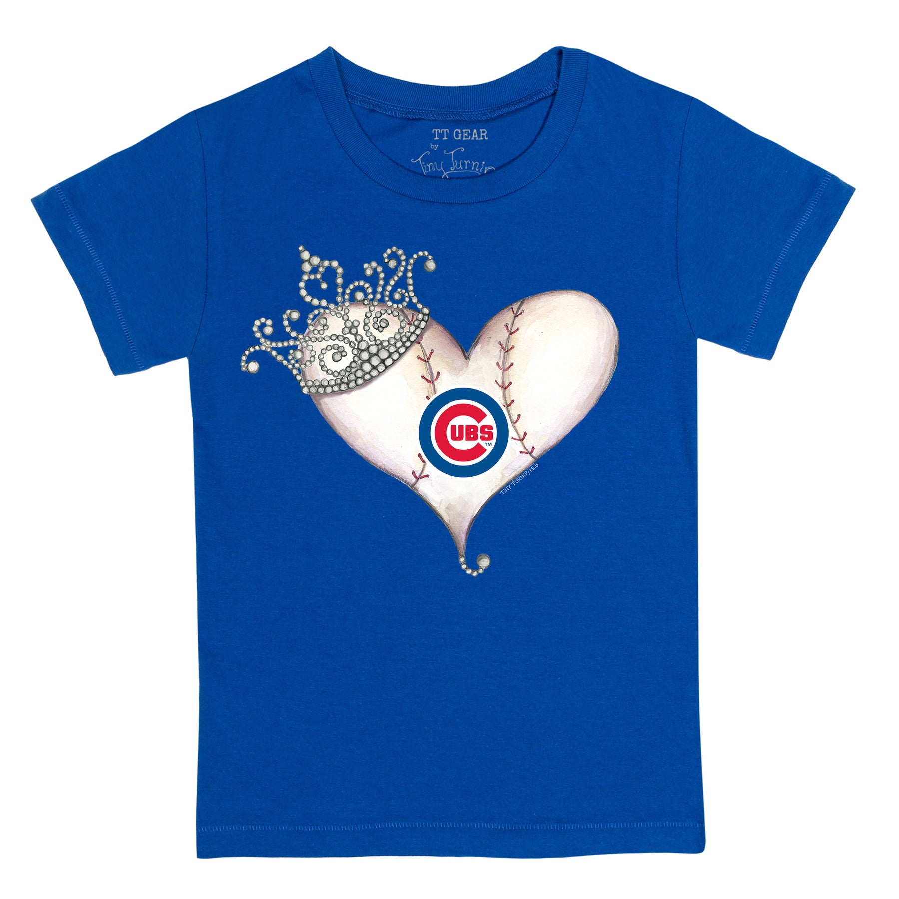 chicago cubs gear Chicago Cubs Tiara Heart Tee Shirt 2T / White