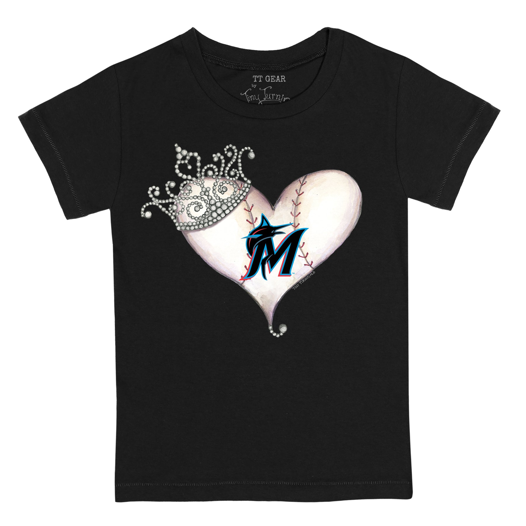Miami Marlins Tiara Heart Tee Shirt