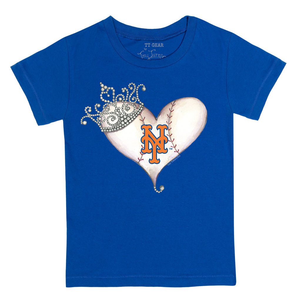 New York Mets Tiara Heart Tee Shirt Youth XL (12-14) / White