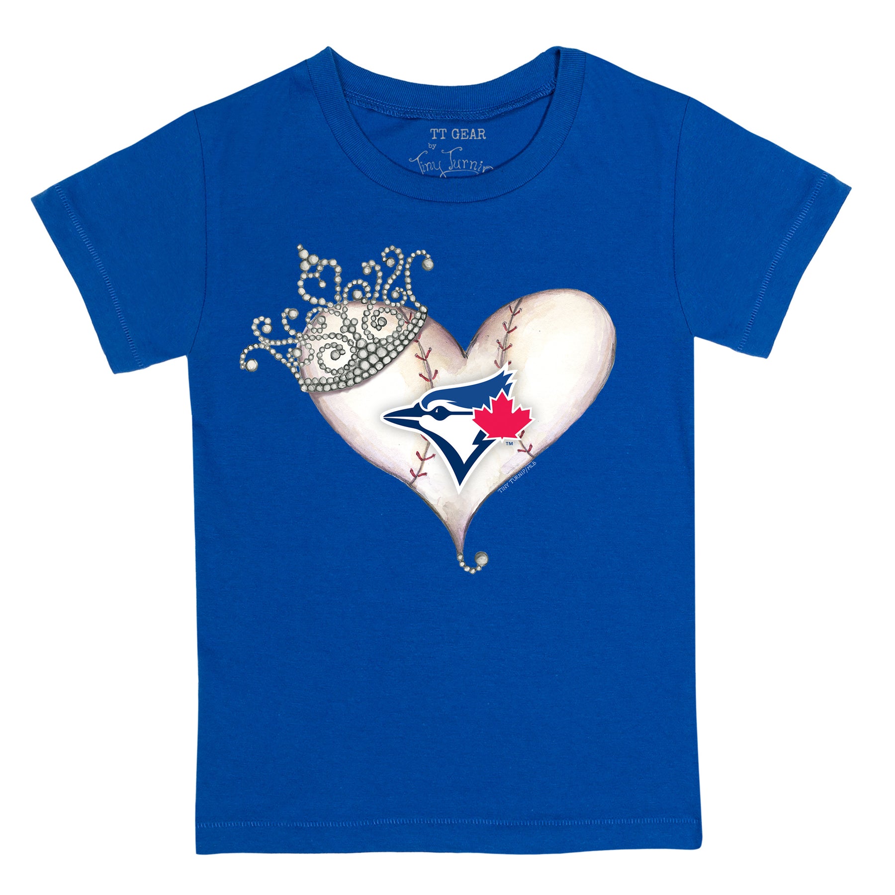 Girls Youth Tiny Turnip White Houston Astros Baseball Tiara Heart Fringe T-Shirt Size: Large