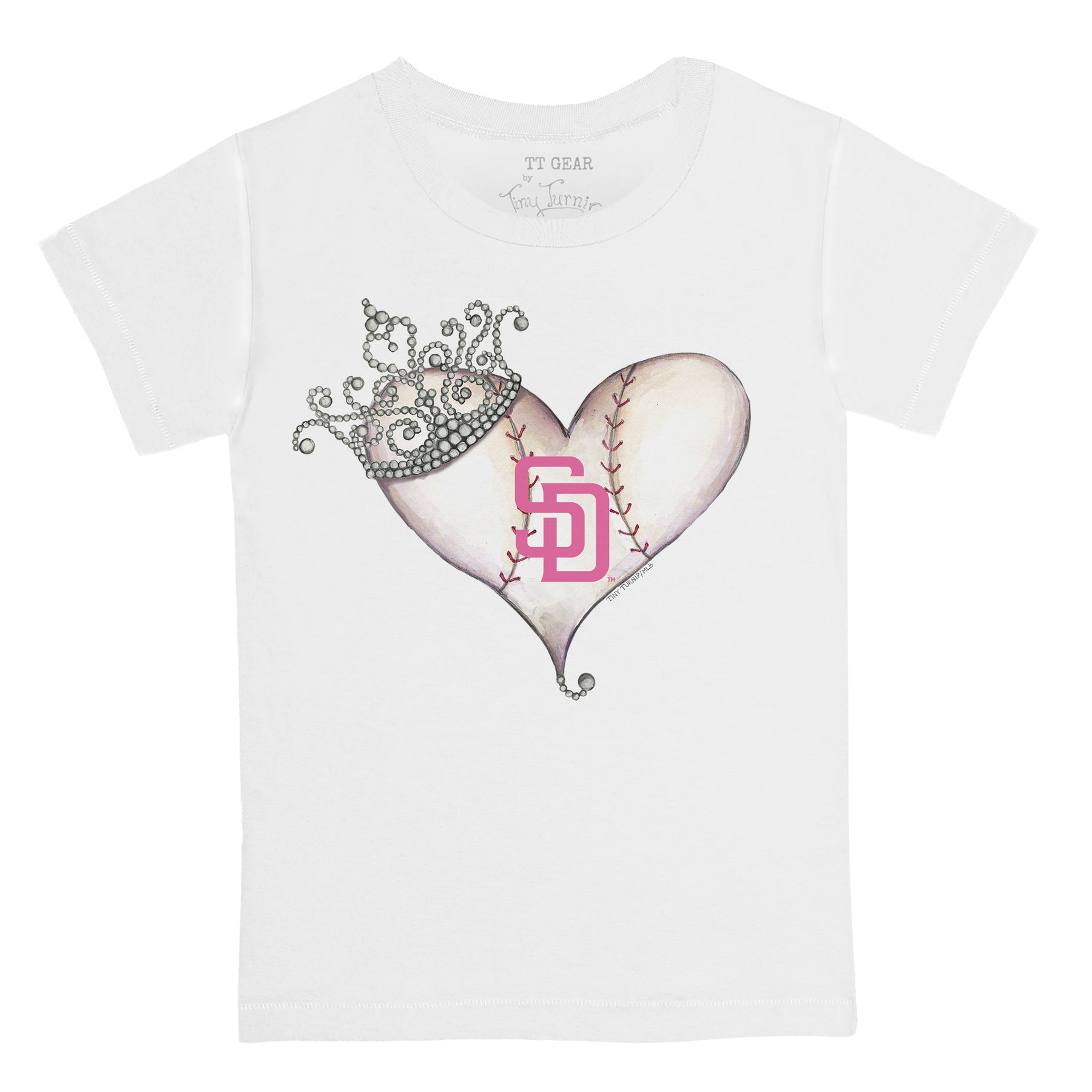 Tiny Turnip San Diego Padres Tiara Heart Tee Shirt Women's XL / Gold