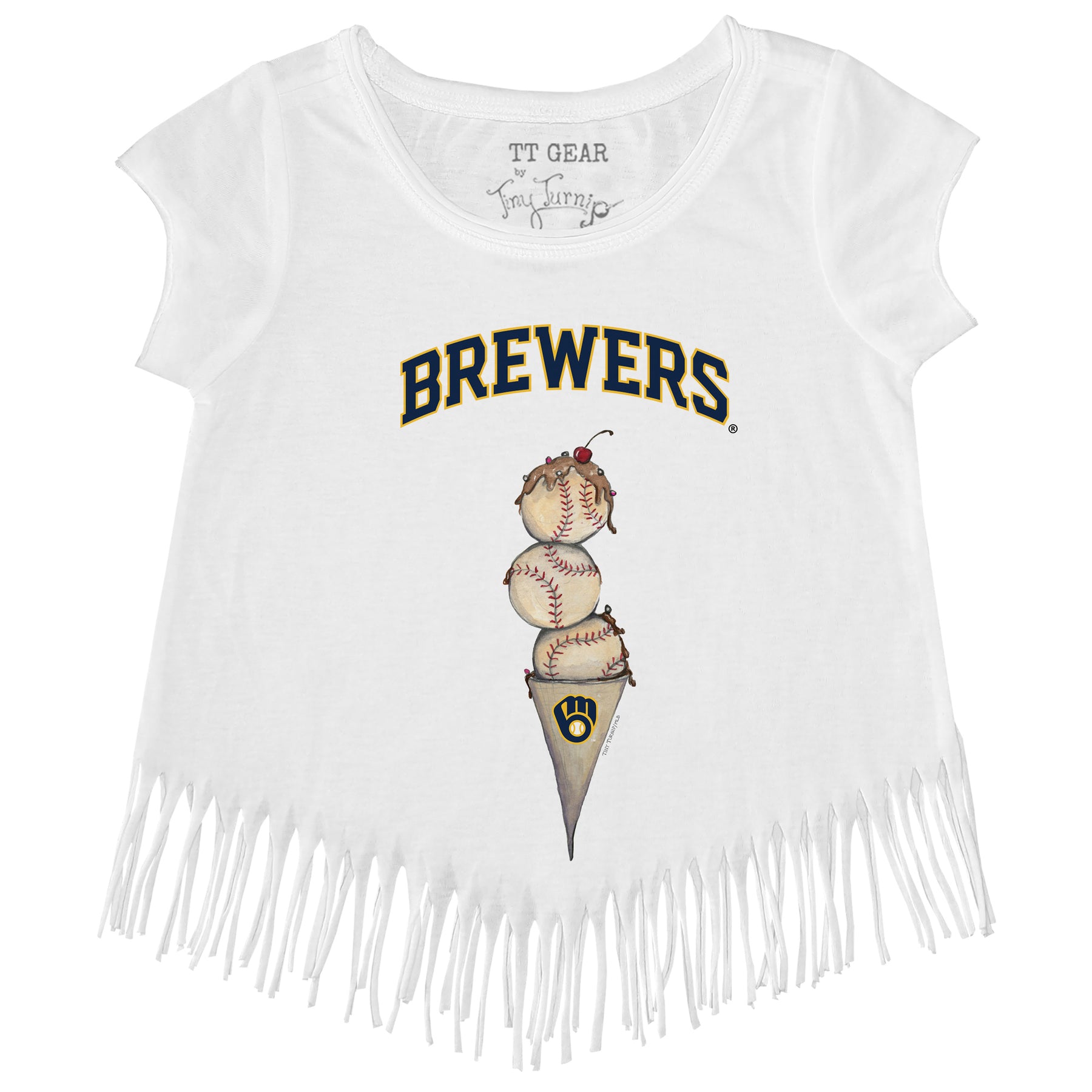 Youth Tiny Turnip Navy Milwaukee Brewers Triple Scoop T-Shirt Size: Small