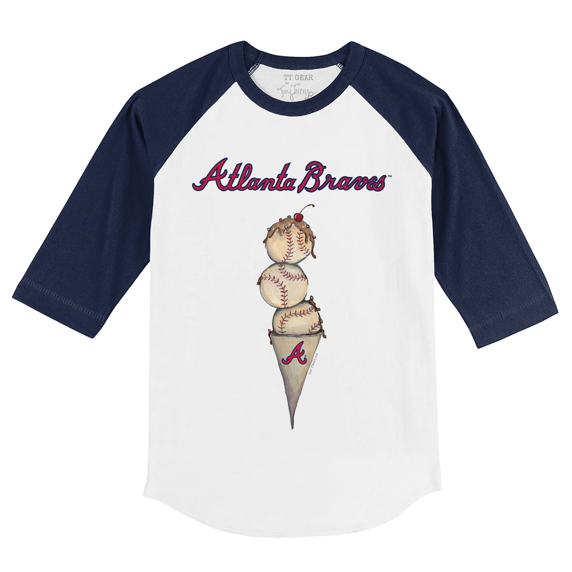 Lids Atlanta Braves Tiny Turnip Youth Triple Scoop Raglan 3/4 Sleeve T-Shirt  - White/Black