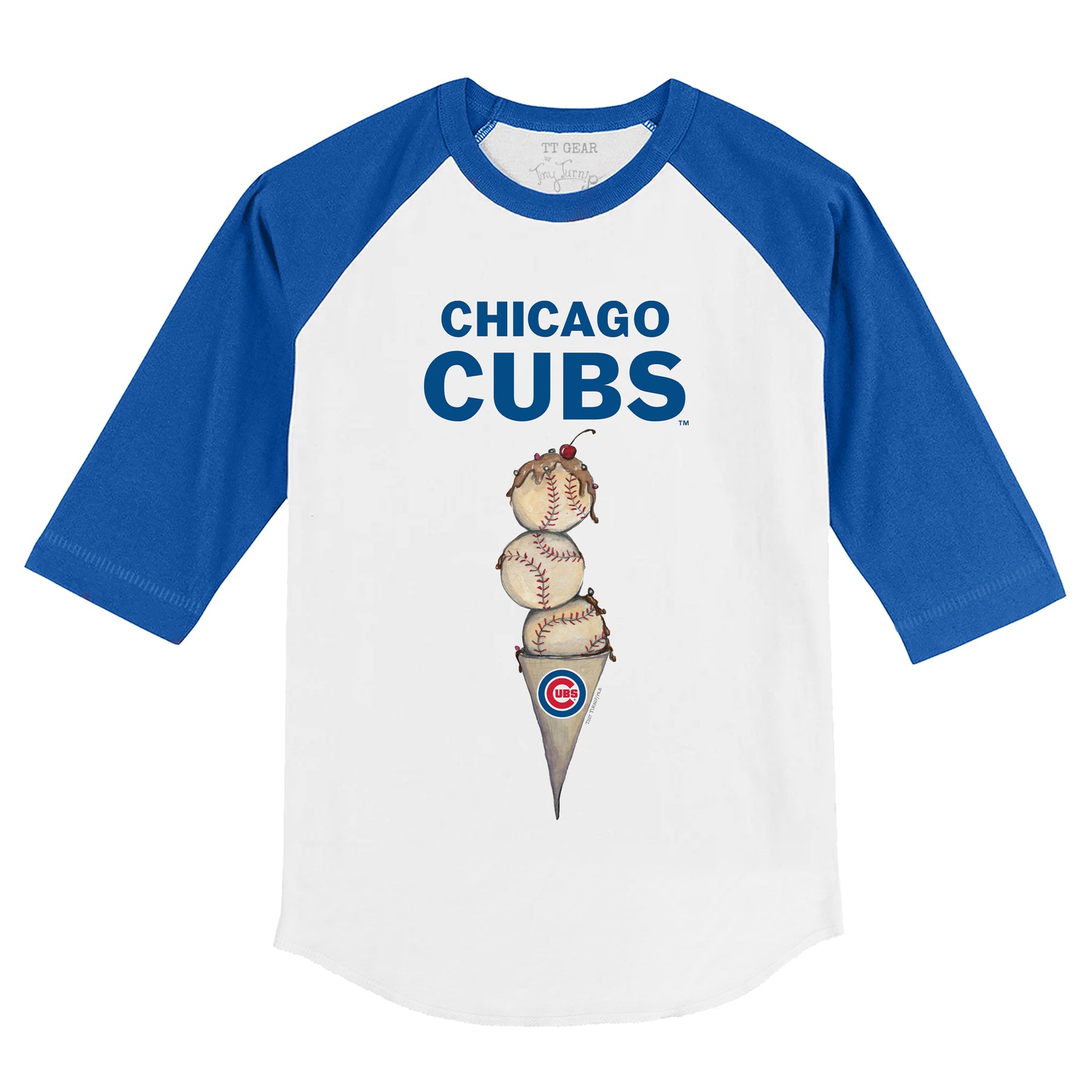 Chicago Cubs Triple Scoop 3/4 Royal Blue Sleeve Raglan