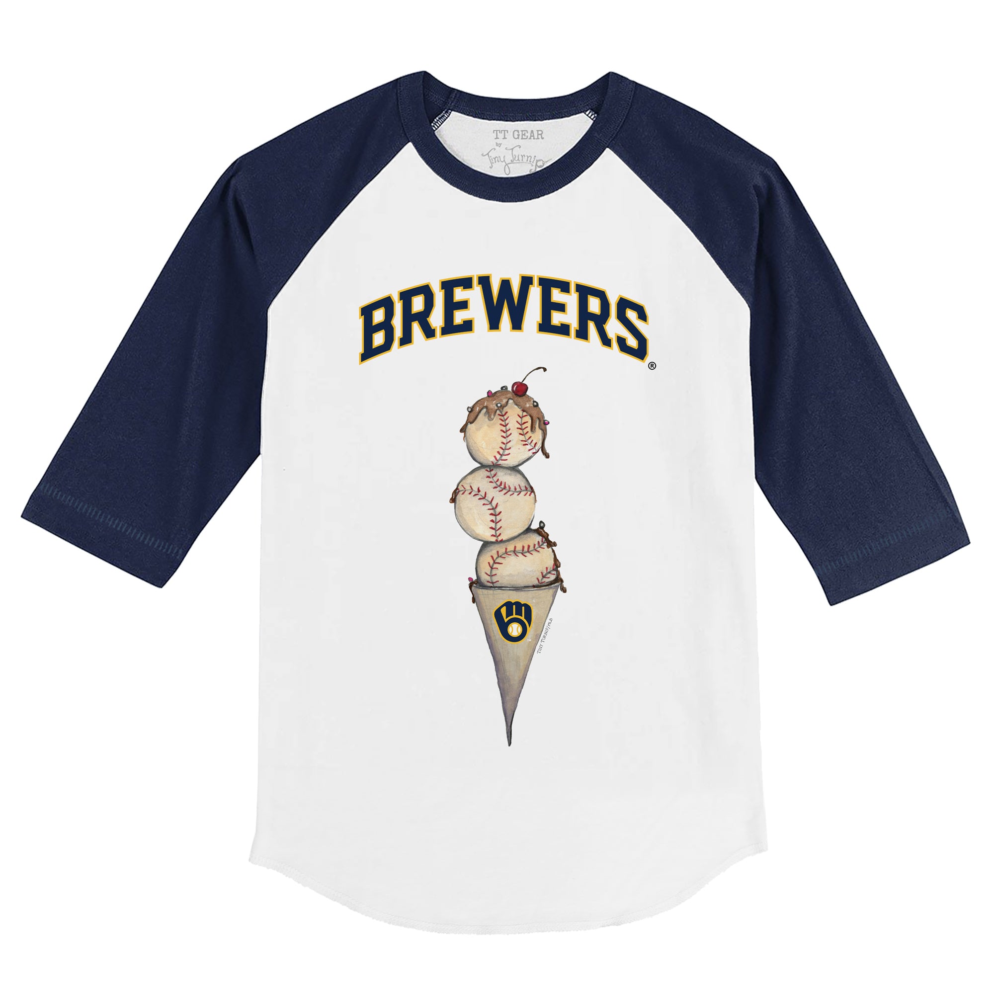 Youth Tiny Turnip Navy Milwaukee Brewers Triple Scoop T-Shirt Size: Small