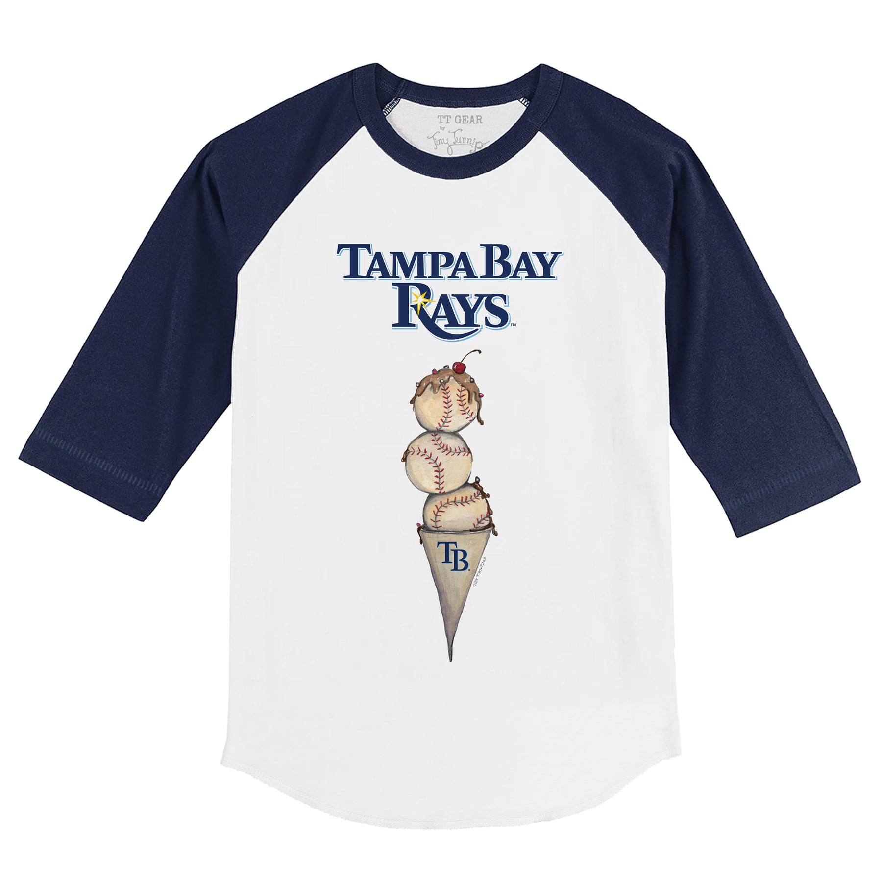 Tampa Bay Rays Triple Scoop 3/4 Navy Blue Sleeve Raglan