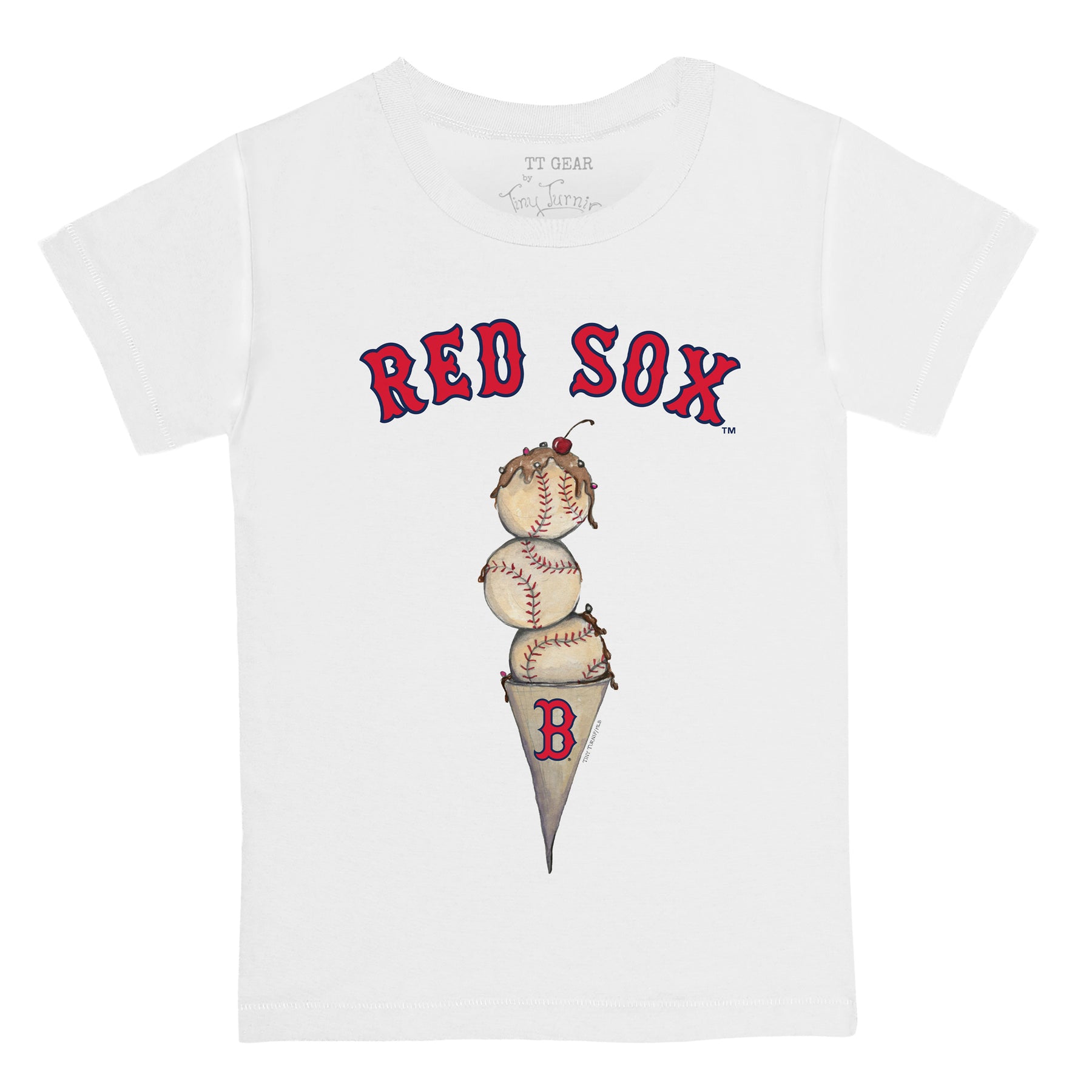 Women's Tiny Turnip White Boston Red Sox Triple Scoop T-Shirt Size: Extra Small
