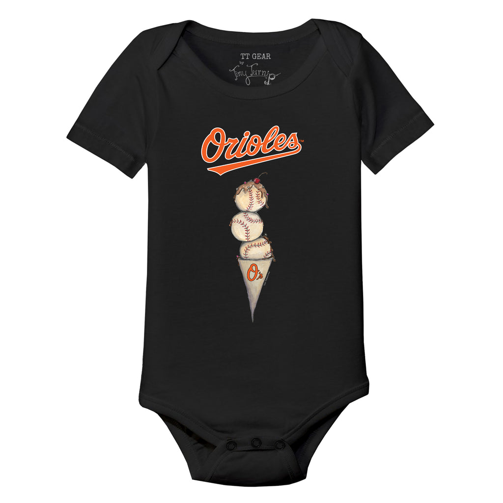 Women's Tiny Turnip Black Baltimore Orioles Triple Scoop T-Shirt Size: Small