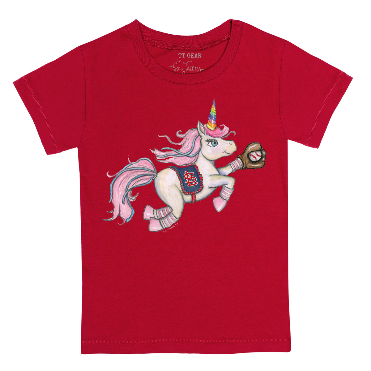 Girls Youth Tiny Turnip White St. Louis Cardinals Unicorn Fringe T-Shirt Size: Medium