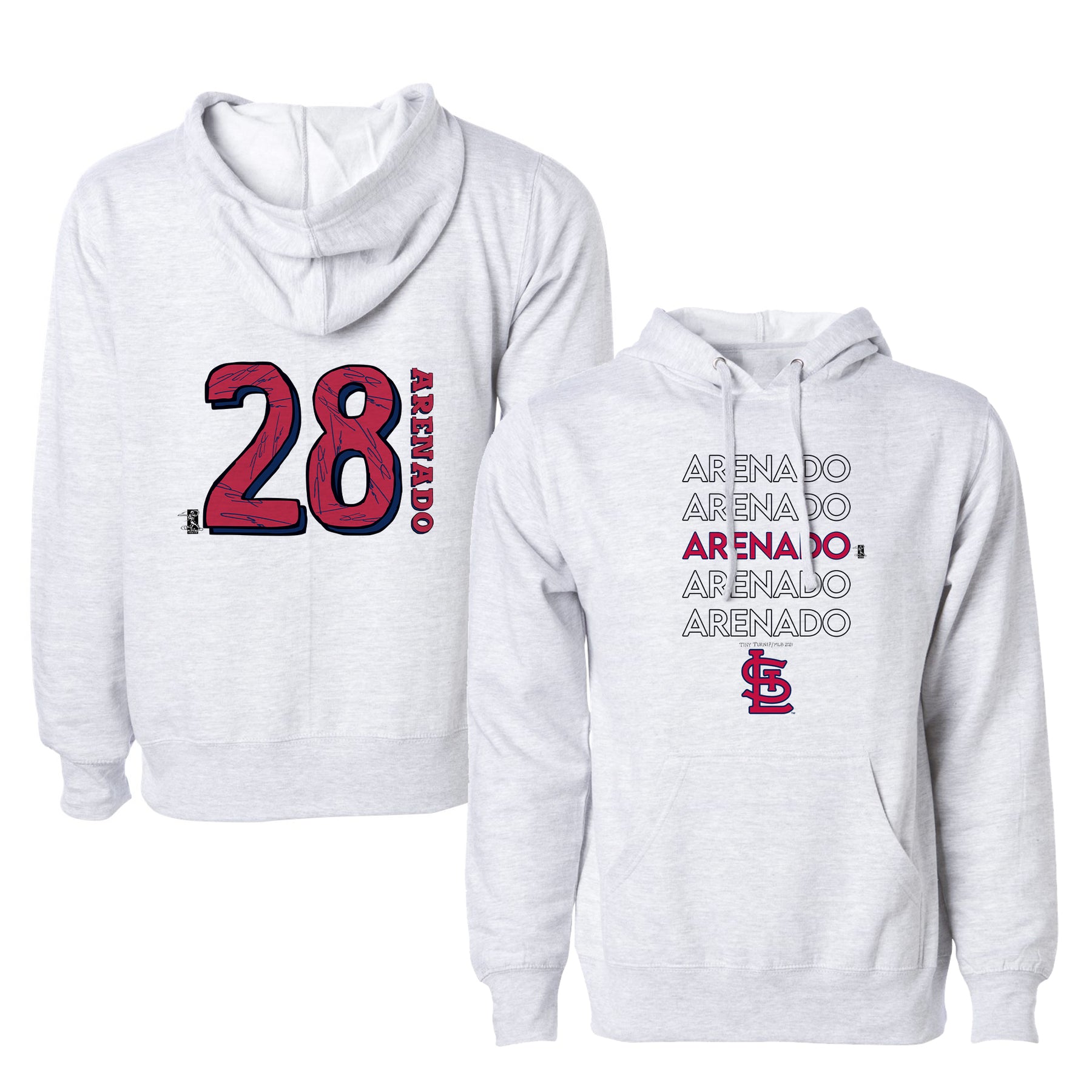 St. Louis Cardinals Nolan Arenado Stacked Unisex Heather Grey Pullover Hoodie