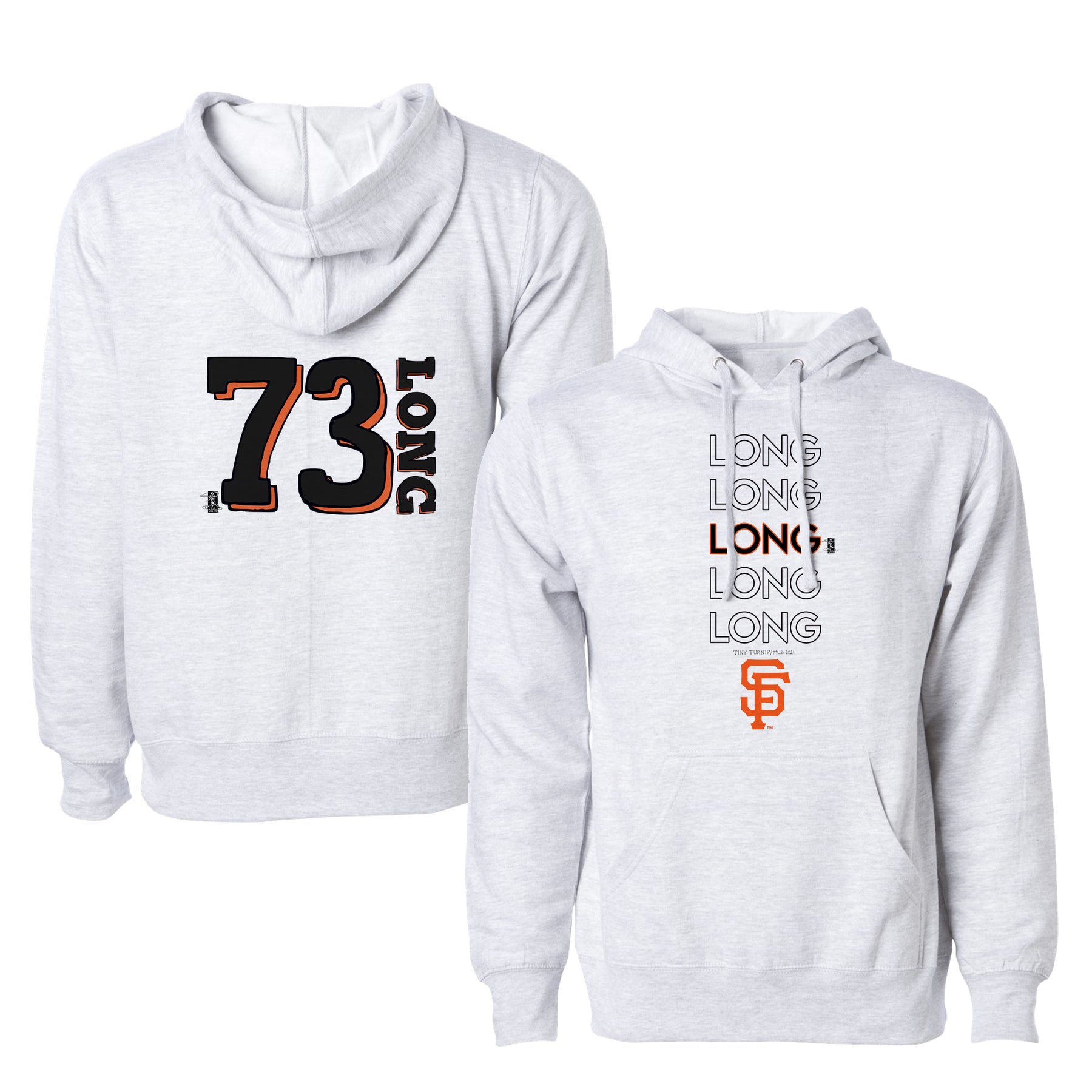 San Francisco Giants Sam Long  Stacked Unisex Heather Grey Pullover Hoodie
