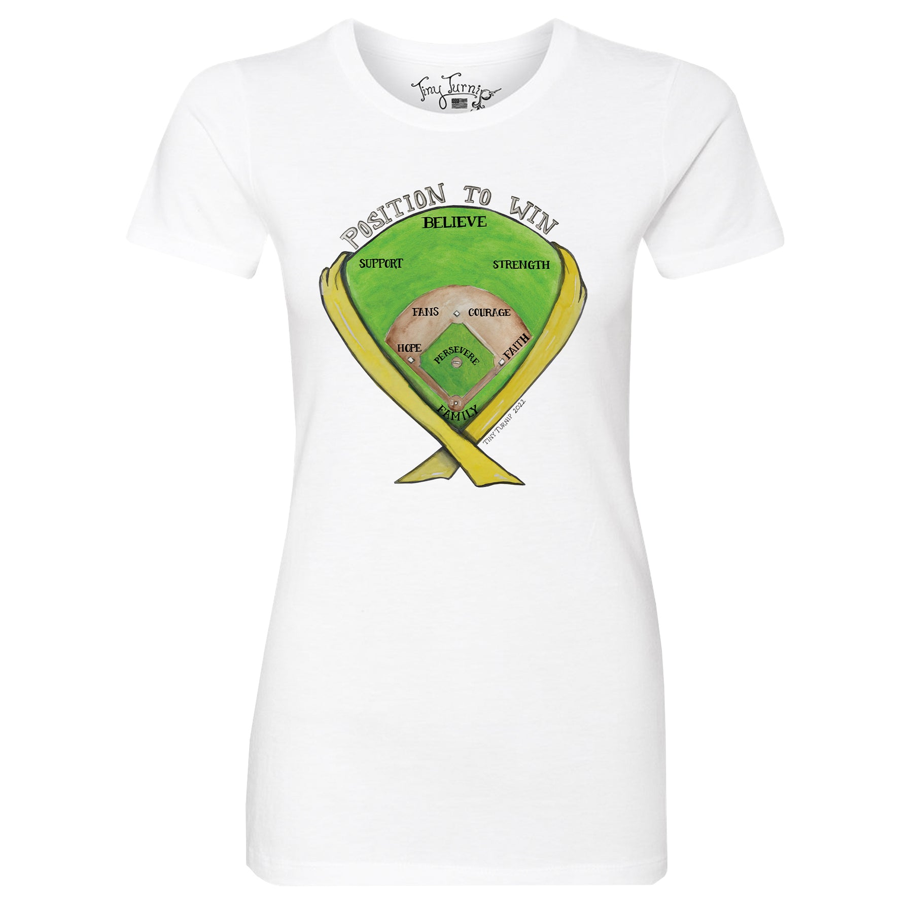 Youth Tiny Turnip White Baltimore Orioles Heart Banner T-Shirt Size: Medium