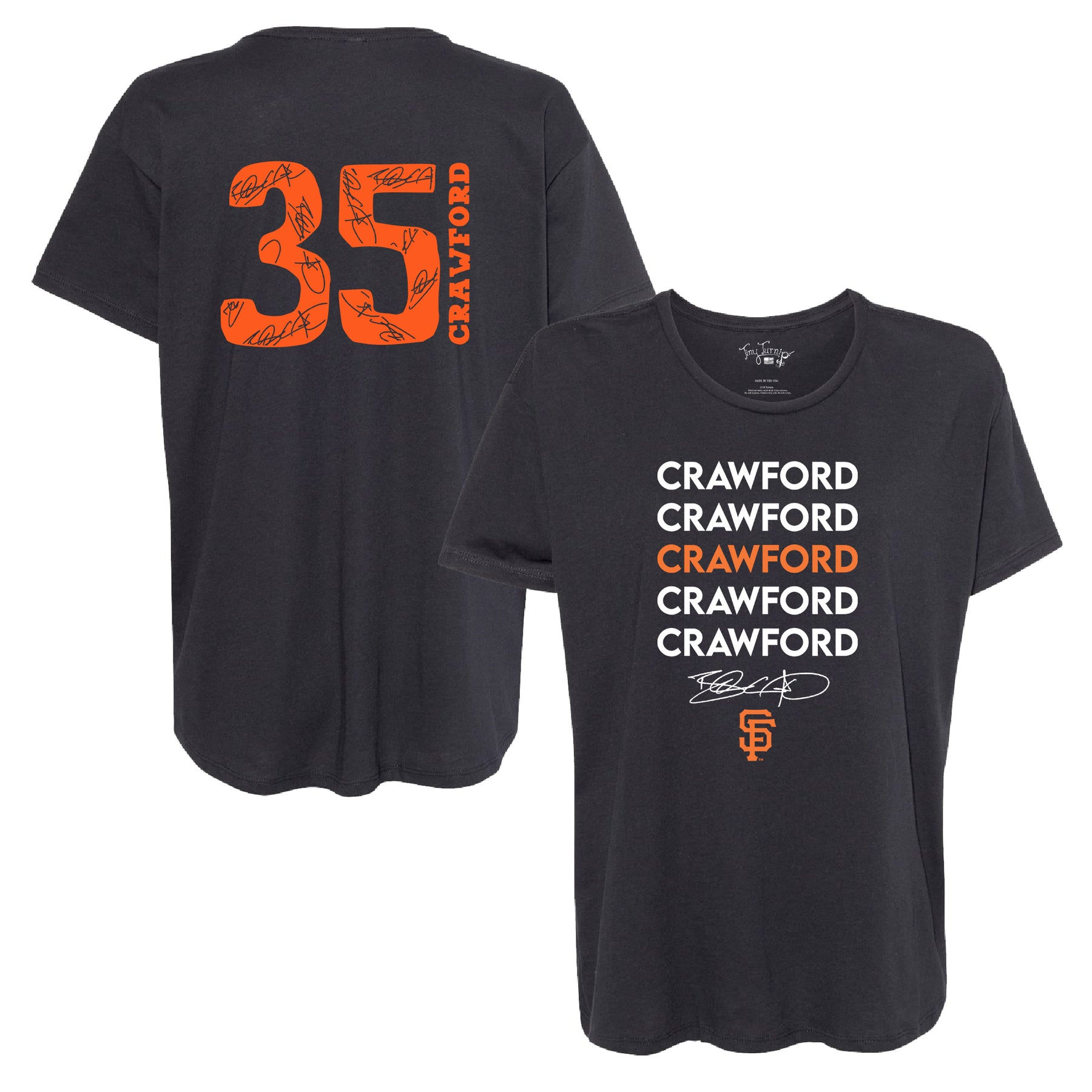 San Francisco Giants Brandon Crawford Stacked Black Tee Shirt