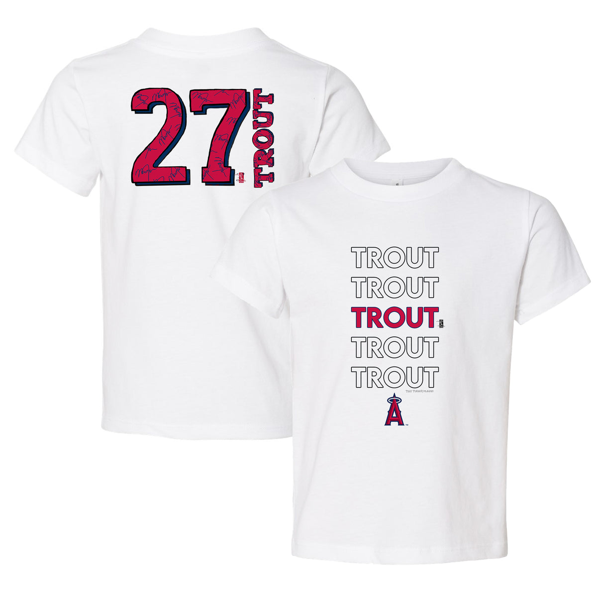 Youth Tiny Turnip White Los Angeles Angels Baseball Tear T-Shirt Size: Small